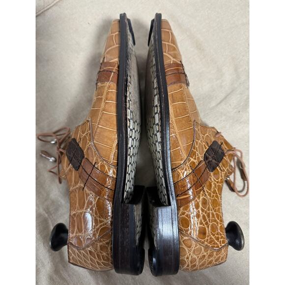 David Eden Shoes Mens Size 9 Brown Atlas Genuine Alligator Lace Up Square Toe main image 11